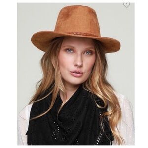 NWT Faux Suede Panama Hat with Antique Bead Accent